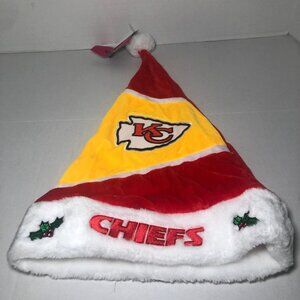 NFL Kansas City Chiefs Striped Embroidery Fleece Santa Hat For Christmas New!